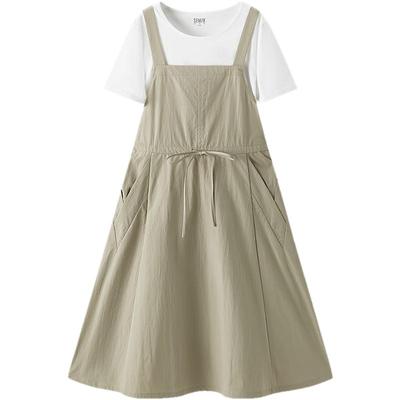 Conjunto de Vestido con Tirantes de Línea A y Cordón para Mujer Semir y Camiseta