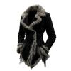 Euro Size Women's Vintage Suede Coat Sweater Collar Lapel Beggar Jacket