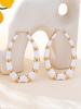 European Geometric Enamel Earrings: Women's Bamboo Joint Hoops