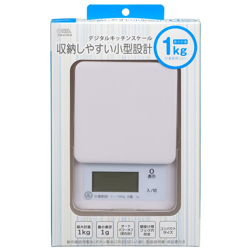OHM Kitchen Scale 1kg S100 COK-S100-W