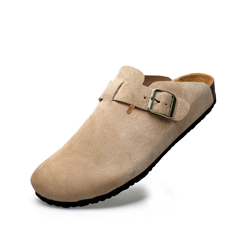 

Модные мужские мюли из пробки 2025 Новые универсальные тапочки для мужчин Летние шлепанцы Домашние сандалии на плоской подошве Уличная мужская пляжная обувь 45 песочный