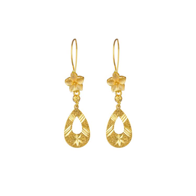 2021 New Flower Drop Tassel Long Earrings Brass Gold-Plated Wedding Jewelry