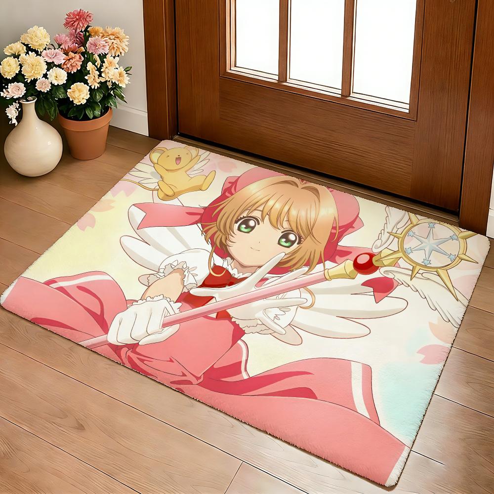 Kwaii C-Cardcaptor Sakura Floor Mat Cozy Flannel Soft Thick Non-Slip Mat For Living Room Bedroom Kitchen Decor Rugs