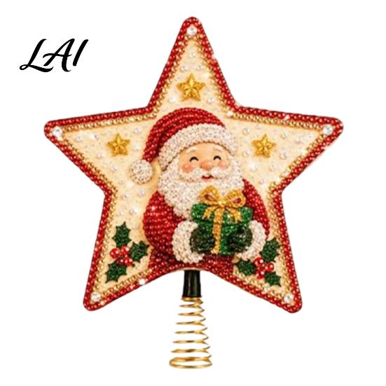 Immersive Festival Crafting DIY Christmas Tree Topper Star Kit with Faux Pearl & Rhinestone Materials Santa Snowman Reindeer Handmade Angel