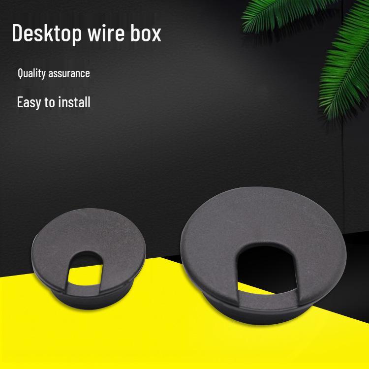 Round Plastic Cable Box for Desk Accessories - Cable Grommet for Office and Computer Desk Organization