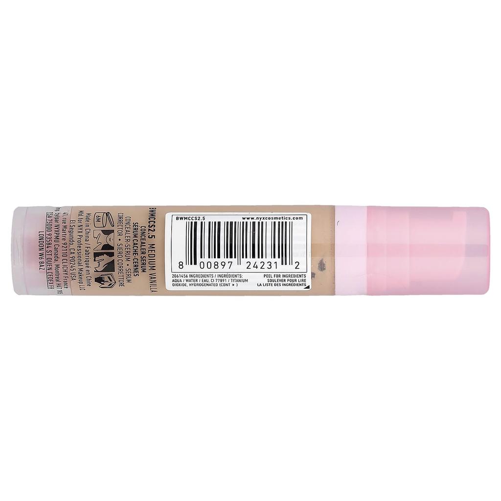 NYX PROFESSIONAL MAKEUP Bare With Me, Сыворотка-консилер, 2.5 Средний ванильный, 9.6 мл (0,32 жидких унции)