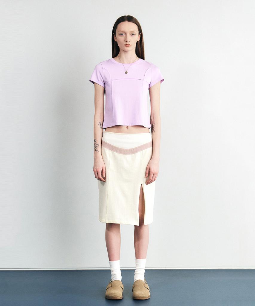 Sillot Block Jersey Midi Skirt (Ivory)