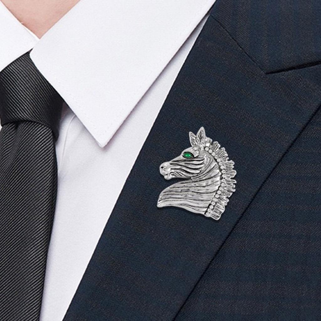 Astrological Horse Head Brooch  Alloy Fashion Accessory For Jackets Shawls Formal Gatherings Statement Badge Pin