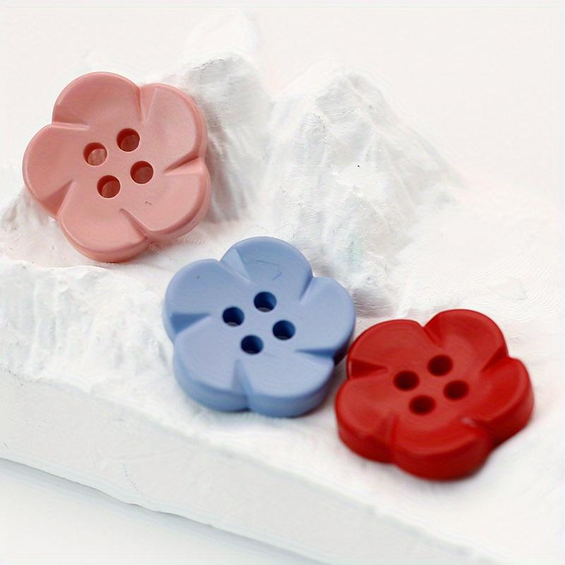 100pcs Mixed Color Plastic Flower Buttons 17mm/0.67in, Assorted Cartoon Design for DIY Crafts, Sweaters, Cardigans, Shirts, Festive Gift Making