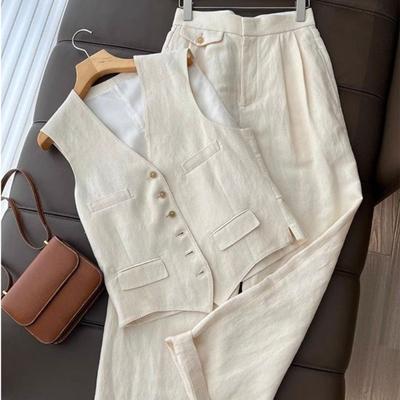 Stylish and Chic Summer Women's Fashion Set Vest and Wide-Leg Pants Two-Piece Set