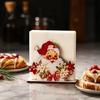 Holiday Napkin Dispenser Christmas Holder, Wooden Tissue Dispenser, Cute Santa Claus Xmas Vertical Paper Towel Storage Tree Freestanding Cocktail