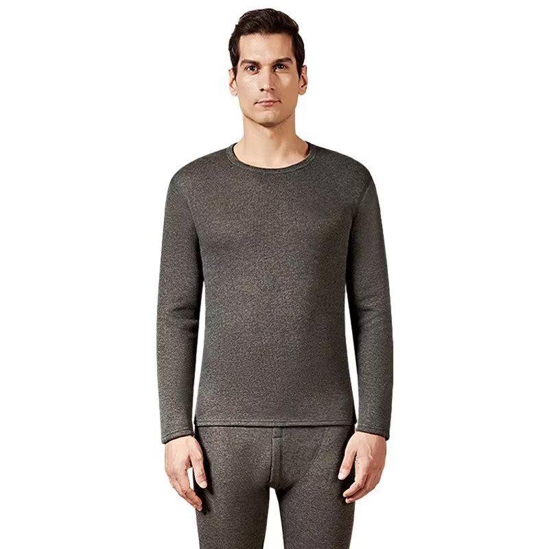 Men's Thermal Underwear Set: Thick, Plus Velvet, Cotton Sweater & Bottoms for Autumn/Winter, Cold-Proof.