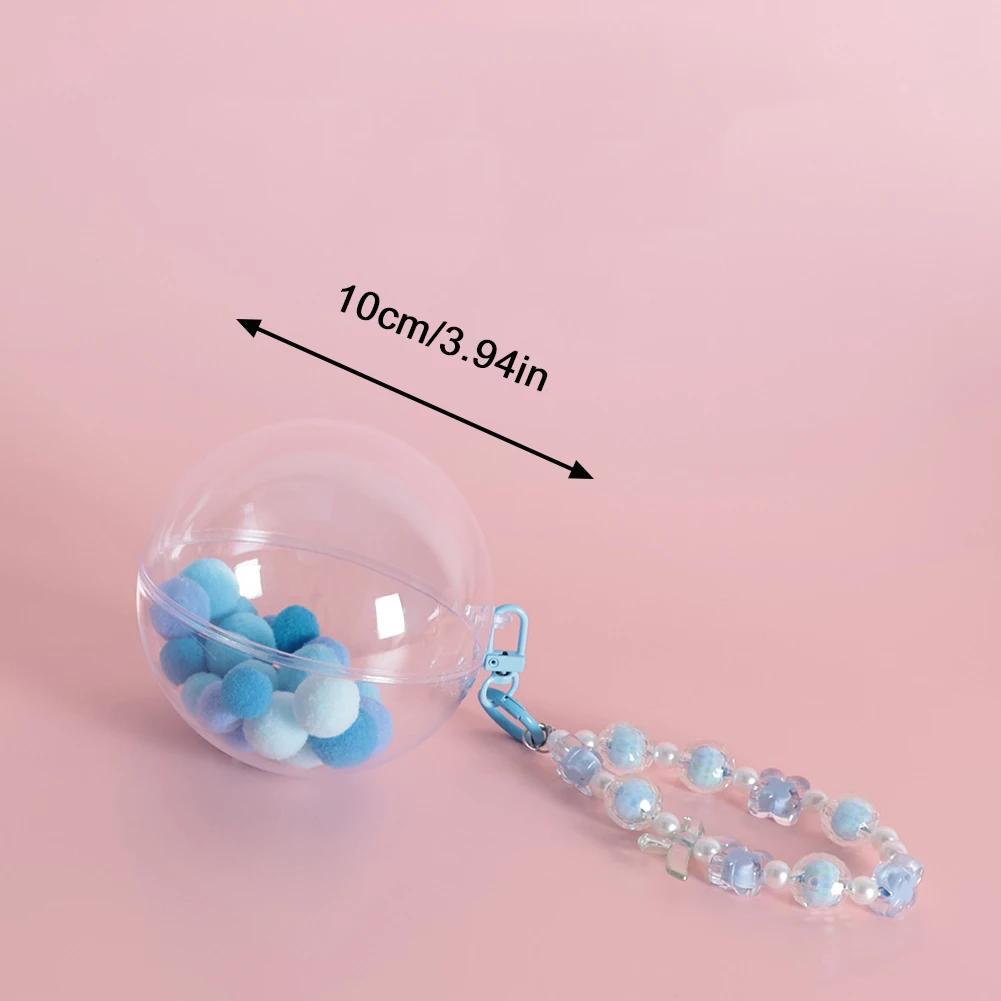 Small Doll Storage Bag Outdoor Doll Bag Keychain Portable Carrying Case Transparent Doll Display Bag with Plush Ball