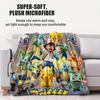 Pokemon AshPikachu Gathering Cyberpunk Theme Printed Flannel Blanket for Adult Soft Cozy Fluffy Sofa Bed Travel Camp Office
