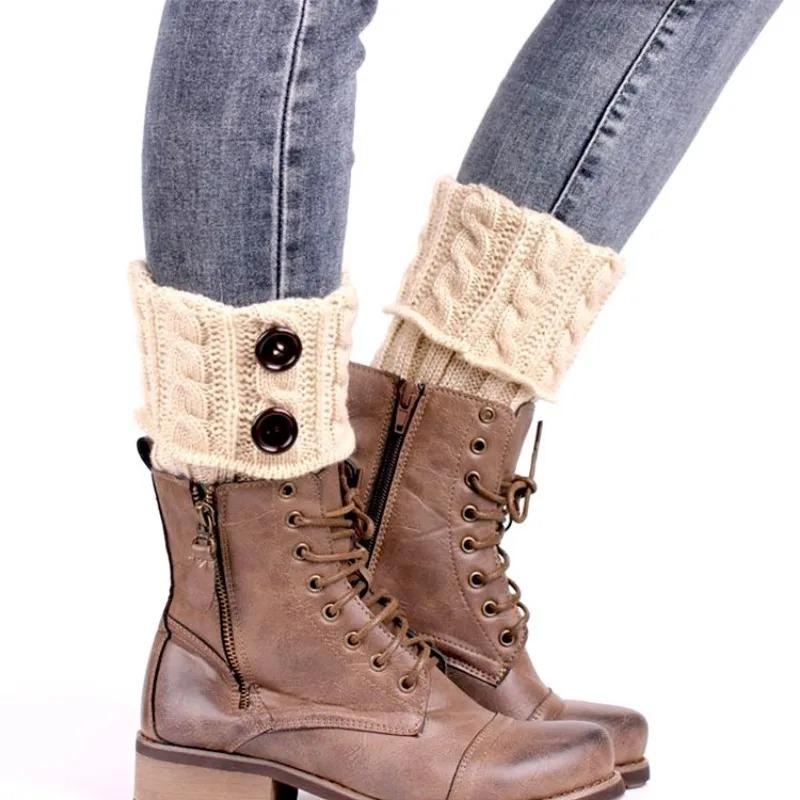 Button Cable Knit Wool Ankle Leg Warmers Women Short Boot Sock ToppersCozy Autumn WinterKnitted Foot Covers WarmShoe Accessories