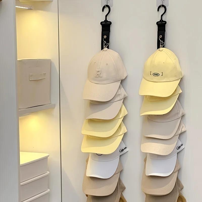 Baseball Hat Hanger Organizer with 8 Strong Grip Anti-slip Clips Rotatable Closet Door Back Wall Hanging Hat Storage Display Hook Holder
