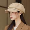 Autumn hat women's big head circumference showing face small octagonal hat retro newsboy hat versatile painter hat