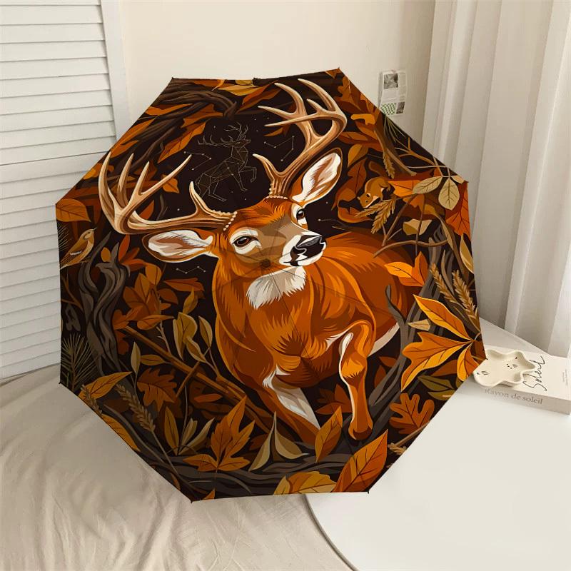 

1PC Deer Umbrella-8-Rib Reinforced, Automatic Open, Lightweight & Durable, Fashion Accessory for Outdoor, J0403
