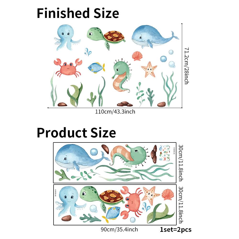 

Съемные настенные наклейки с изображением океанских животных для детской комнаты, Кит, рыба, домашний декор, виниловые детские украшения из ПВХ