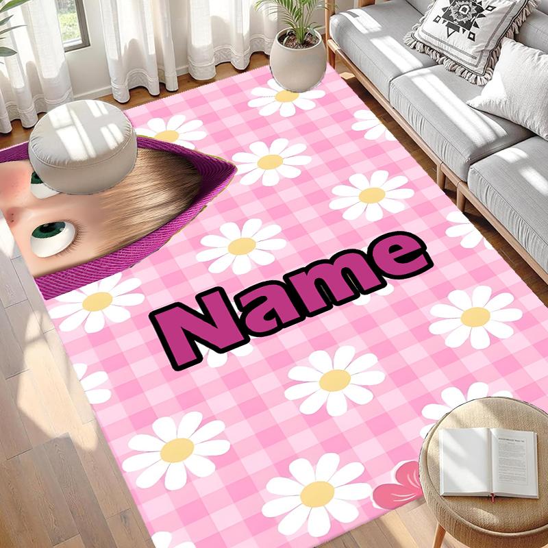 Custom Name Personalized Masha and The Bear Print Carpet, Versatile Home Decor Rug, for Playroom, Apartment, Balcony, Entryway, Hallway Gift