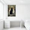 Vintage Black Cat in Snowy Forest Metal Tin Sign 'Once Upon a Time...' Whimsical Fairy Tale Wall Decor for Bar Pub Home Cafe, 8x