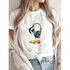 White T Shirt With Colorful Headphones Drip Design For Music Lovers Casual Wear