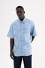 Machinist Men's Oversized Embroidered Cotton Muslin Shirt – Blue S