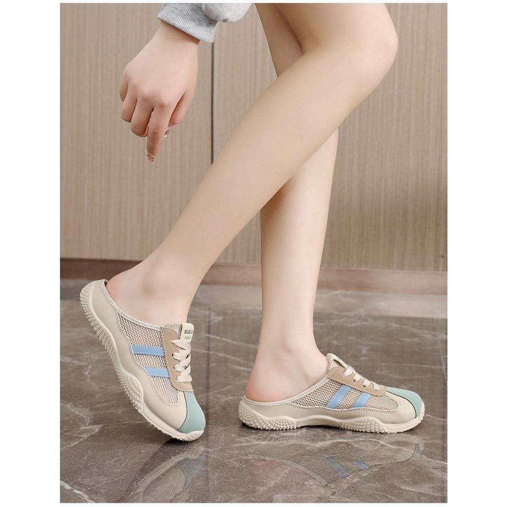 New Striped Women's Mueller Shoes with Breathable Mesh, Versatile Outdoor Casual Shoes, Soft Sole, Not Tiring for Feet
