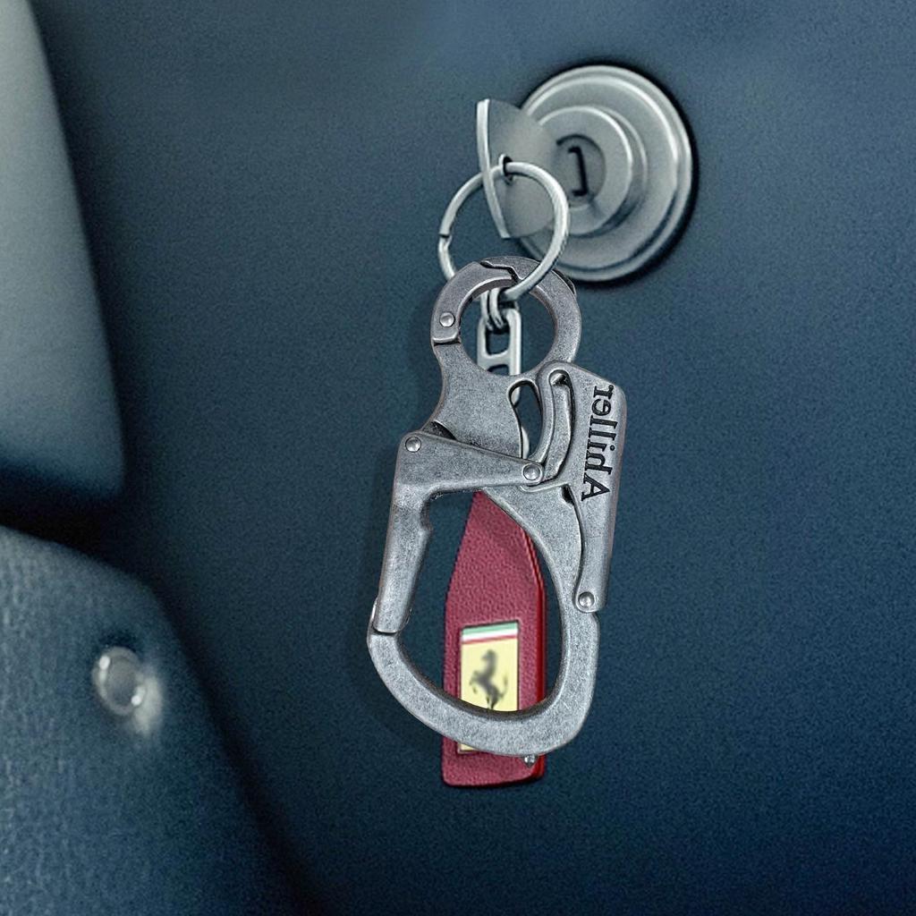 Ahiller 8cm Karabiner Schlüsselanhänger Clip - Hochleistungslegierung Doppelverschluss Design Wolframstahl Dorn - Kleiner Schlüsselring für Camping Wandern Angeln Outdoor