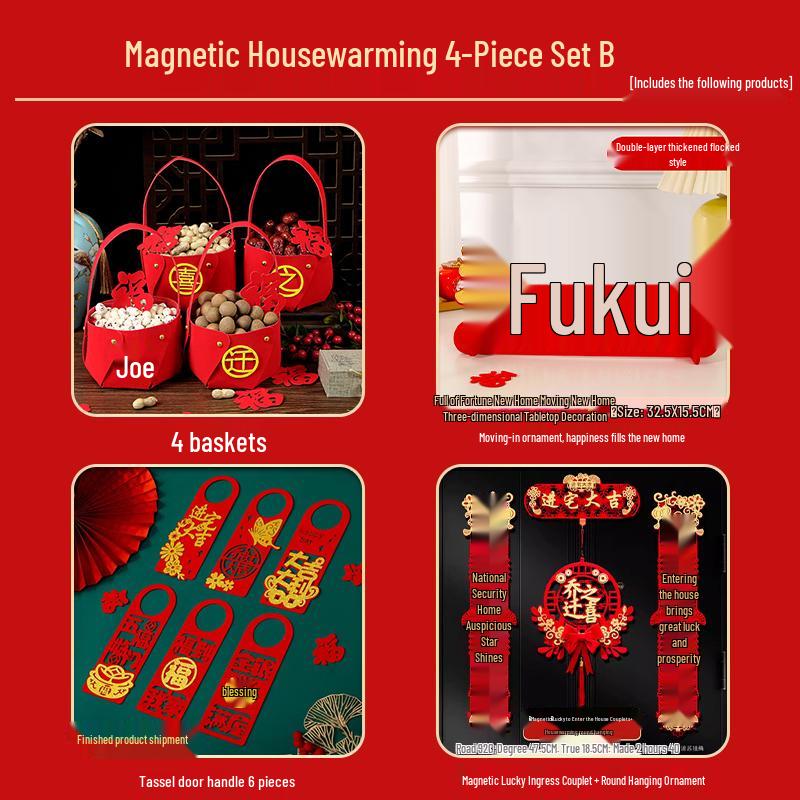 Auspicious Housewarming Magnetic Couplets for New Home Decor with New Year's Blessings