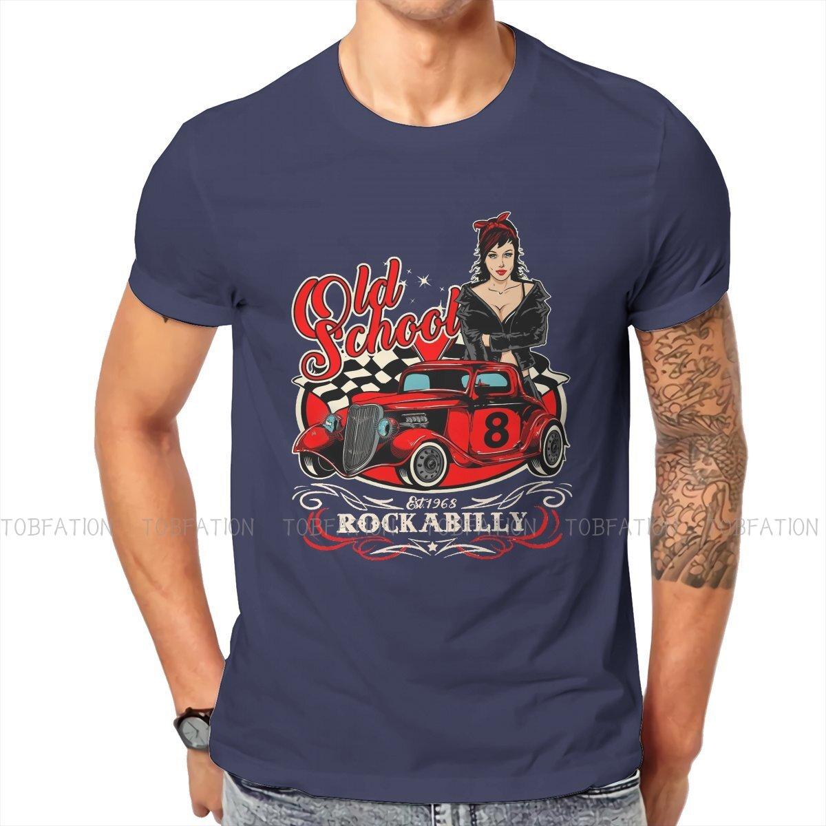

ZX Rockabilly Pin Up Girl Sock Hop Rocker Vintage Classic Rock and Roll Music Tshirt Graphic Men Summer Mens Tops Cotton T Shirt 4XL
