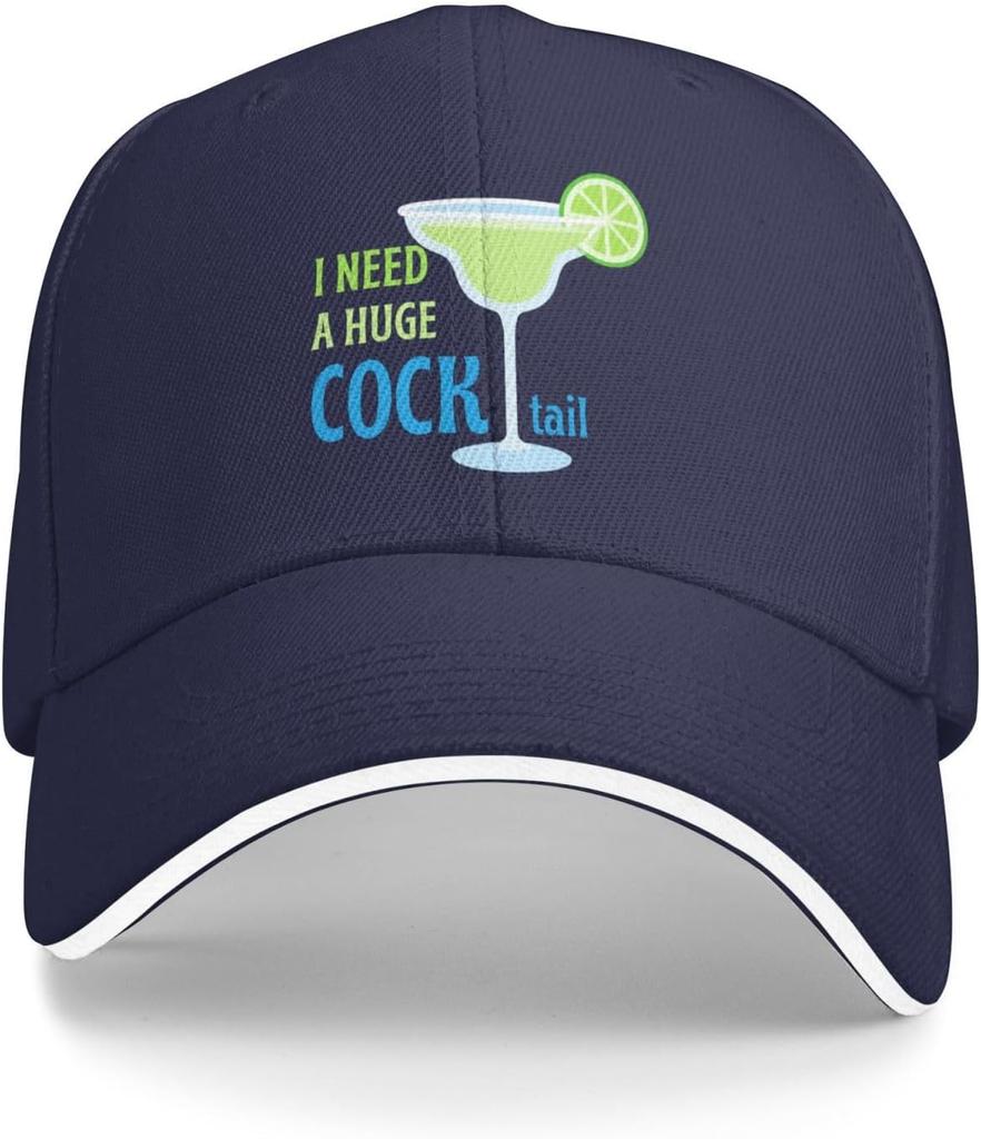 I Need A Huge Cocktail Margarita Funny Drinking Baseball Cap Polyester Adjustable Outdoor