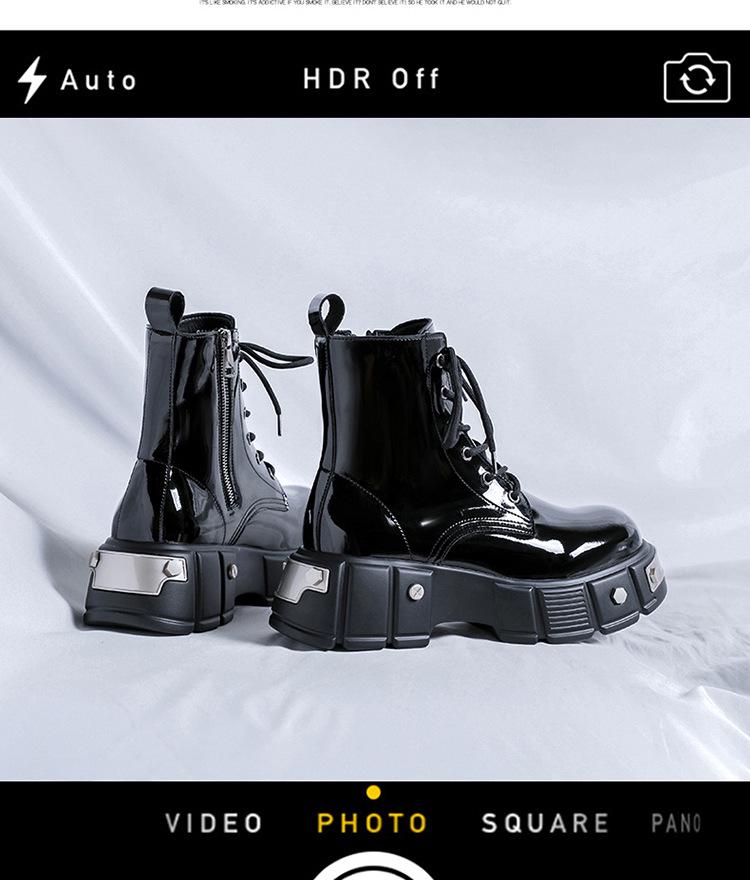 2024 Spring Patent Leather Martin Boots - Men's All-Match, Trendy British Style Work Shoes (33988-R)