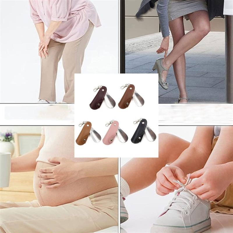 Japan and South Korea Metal Leather Shoehorn Portable Unisex Shoe Lifter Hanging Deduction Shoehorn for Keychain