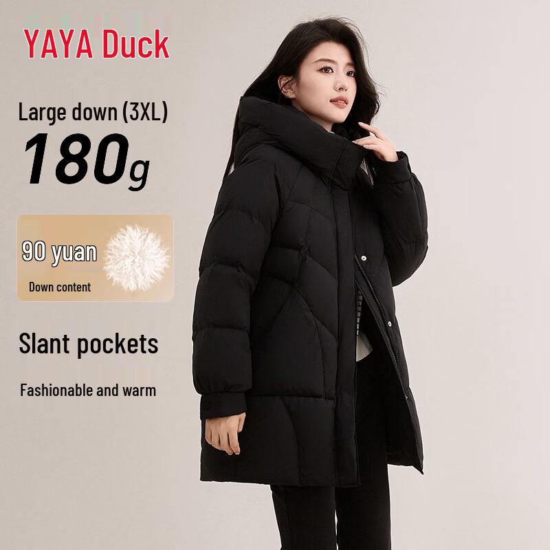 Yaya Damen 2025 Winter Mittellange Kapuzen-Daunenjacke