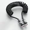 120W Car Type C to USB C Fast Charging For iPhone 17 16 USB A To Type C Spring Telescopic Cable For Samsung Xiaomi Huawei