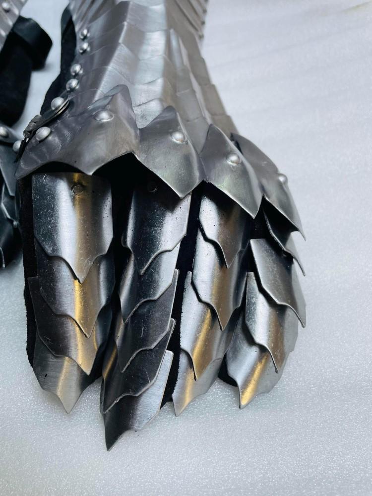 Šarvai Viduramžių Plieninės Pirštinės Vėlyvosios Gotikos Riterio Pirštinės