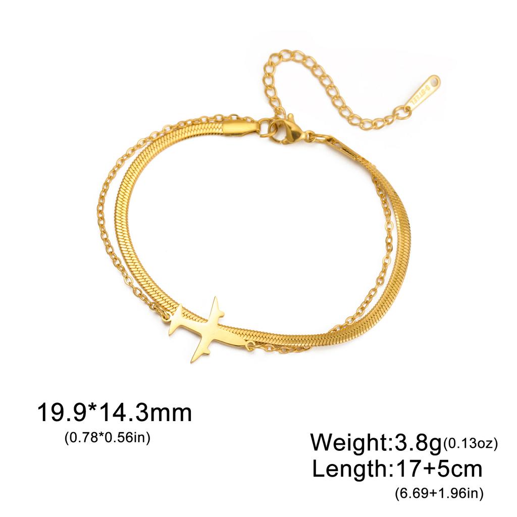 Damen-Armbänder mit Flugzeug-Anhänger, zweilagige Perlenketten-Armbänder, Schmuck aus Edelstahl, Freundschaftsgeschenk