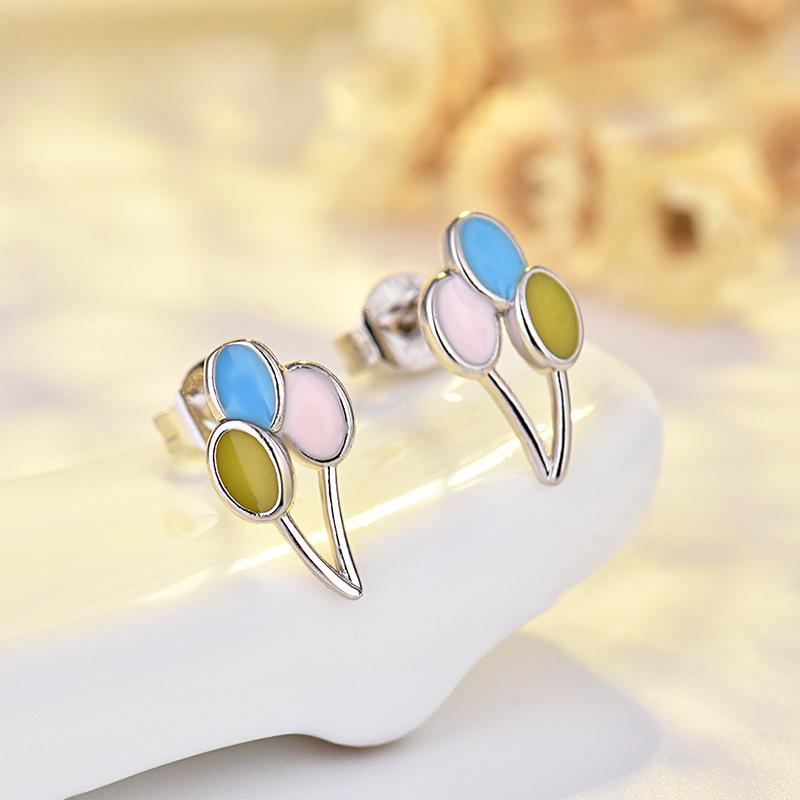 Enamel Drip Earrings Fresh Sweet Temperament Pink Earrings Confession Love Balloon Earrings