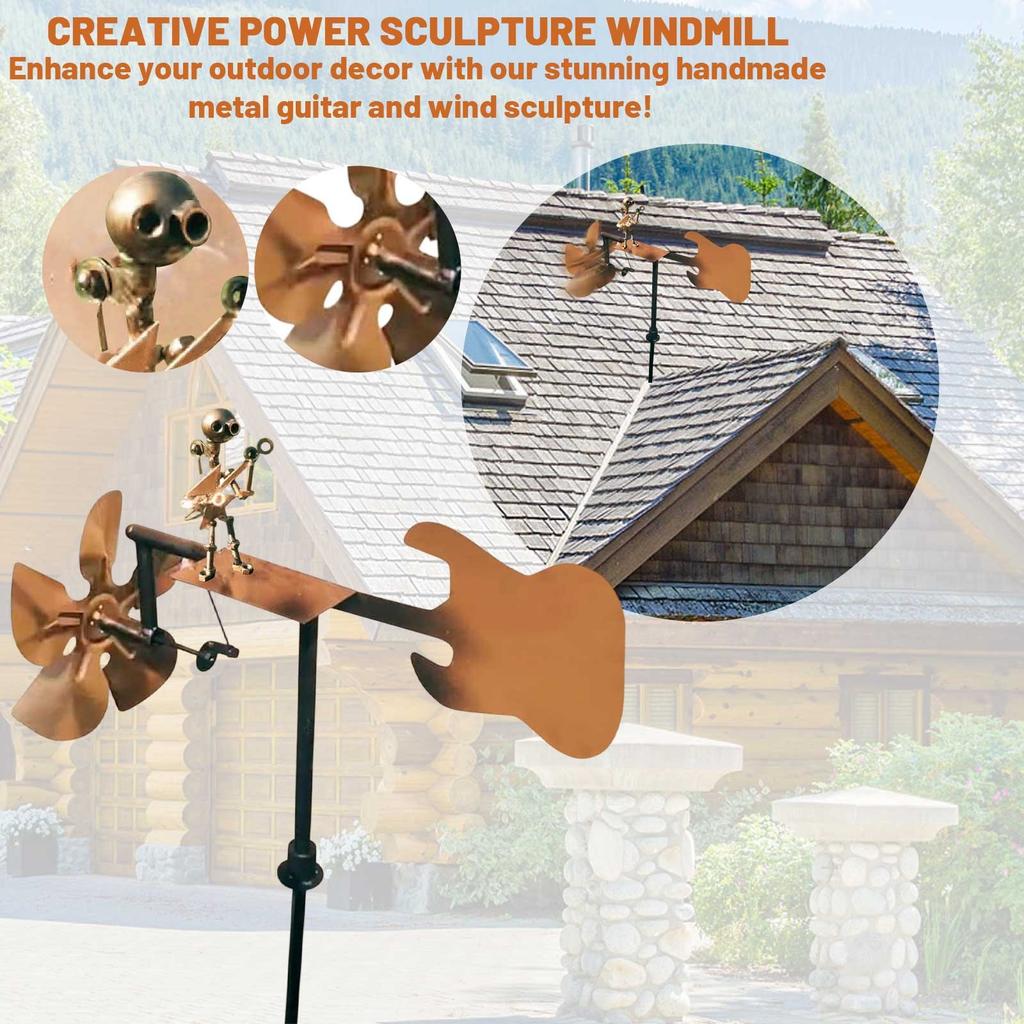 Handmade Metal Drummer Windmill, Drummer Windmill Garden Decoration, Percussionist Music Figurines,Fun Wind-Powered Sculpture
