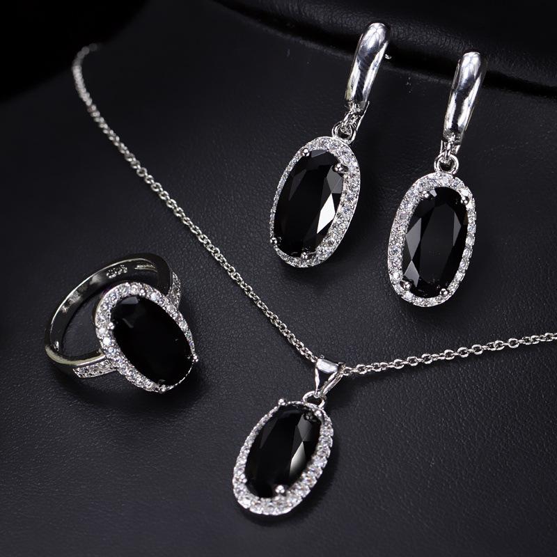 

Циркониевый Ювелирный Набор из Трех Предметов, Свадебные Украшения Ожерелье Серьги Кольцо Набор Цепочка