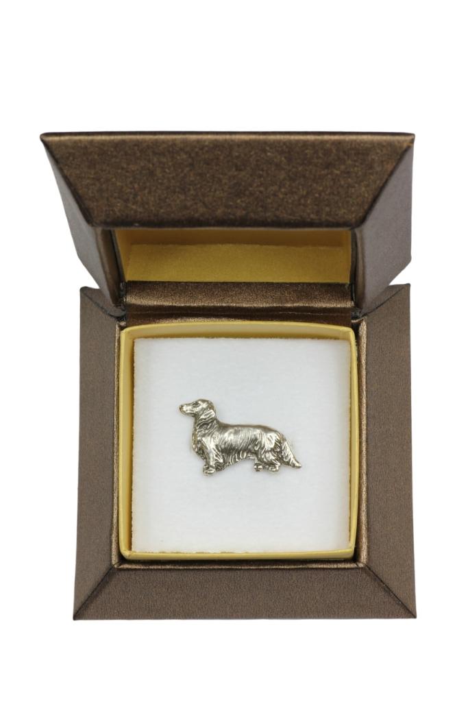 Dackel III - Hunde-Brosche in einer Geschenkbox, eleganter Anstecker, Anstecknadel für Jacke der Marke Art-Dog