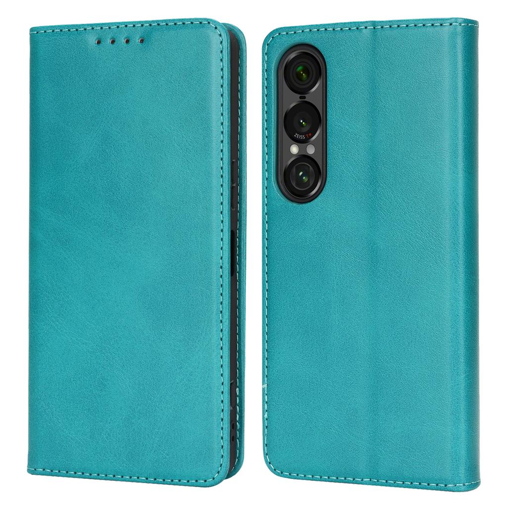 For Sony Xperia 1 VII Case PU Leather Calf Textured Magnetic Closing Smart Phone Cover