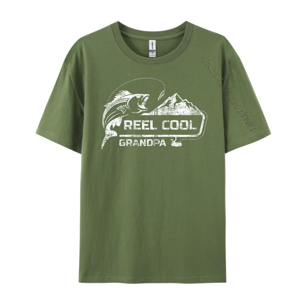 Fishing Retro Reel Cool Grandpa Fishing Teeshirt Graphic T Shirts Men Cotton Funny Camisas De Hombre