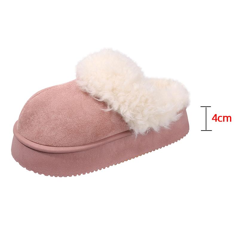 Fashion Fashion Platform Fluffy Slippers Women Indoor Thick Sole Non Slip Plush House Shoes Woman Autumn Winter Warm Faux Fur Slippers