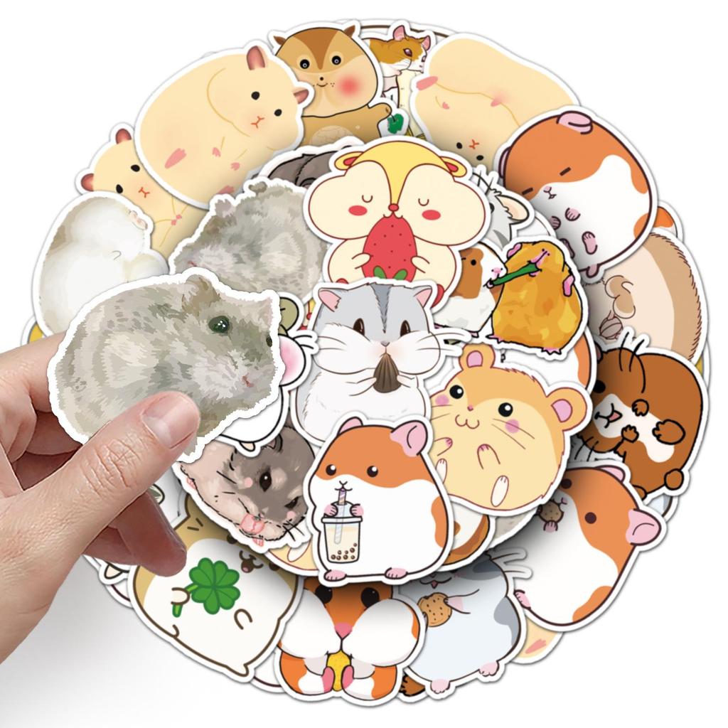Cute Hamster Cartoon Stickers (50-Pack) for Laptop, Car, and Fridge Decoration