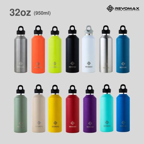 [REVOMAX Official] 32oz 950ml Carbonated Stainless Steel Bottle, Approx. 1 Liter, Keeps Hot Drinks Hot for 18 Hours, Cold for 36 Hours, Vacuum Insulat