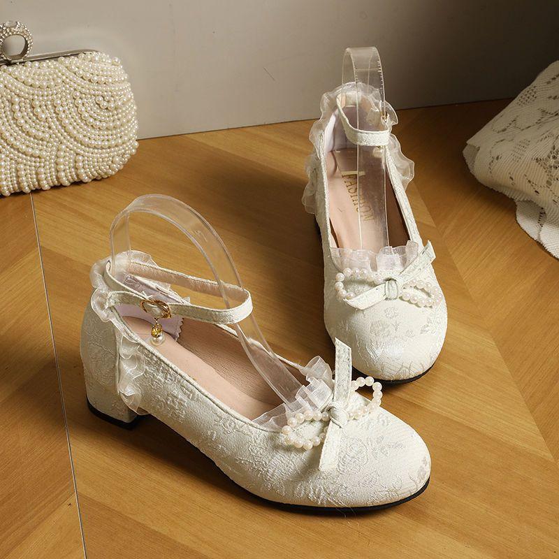 Shoes Shoes High Heels Horse Dress Cheongsam Hanfu Mary Jane Women's Shoes Green High Heels