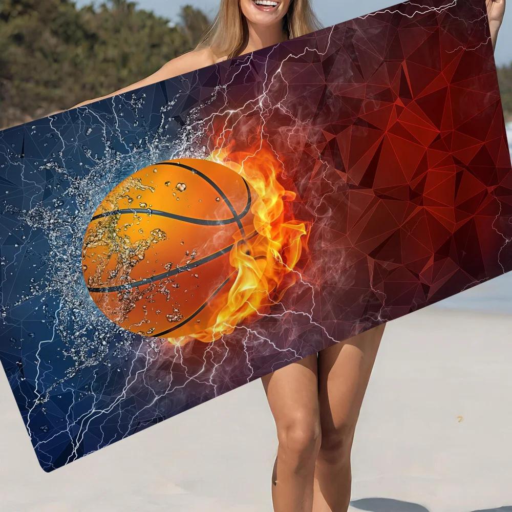 Cool New Basketball Ball Microfiber Printed Beach Towel Mountain Climbing Yoga Beach Swimming Running Absorbent Soft Towel