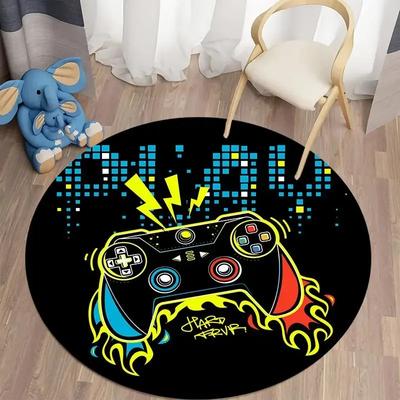 Gioco Gamer Gamepad Cartone Animato Tappeto Rotondo Tappeto per Soggiorno Camera da Letto Sala Giochi per Bambini Decorazione Sedia, Tappeto per Area Animali Domestici Tappetino Antiscivolo per Pavimento